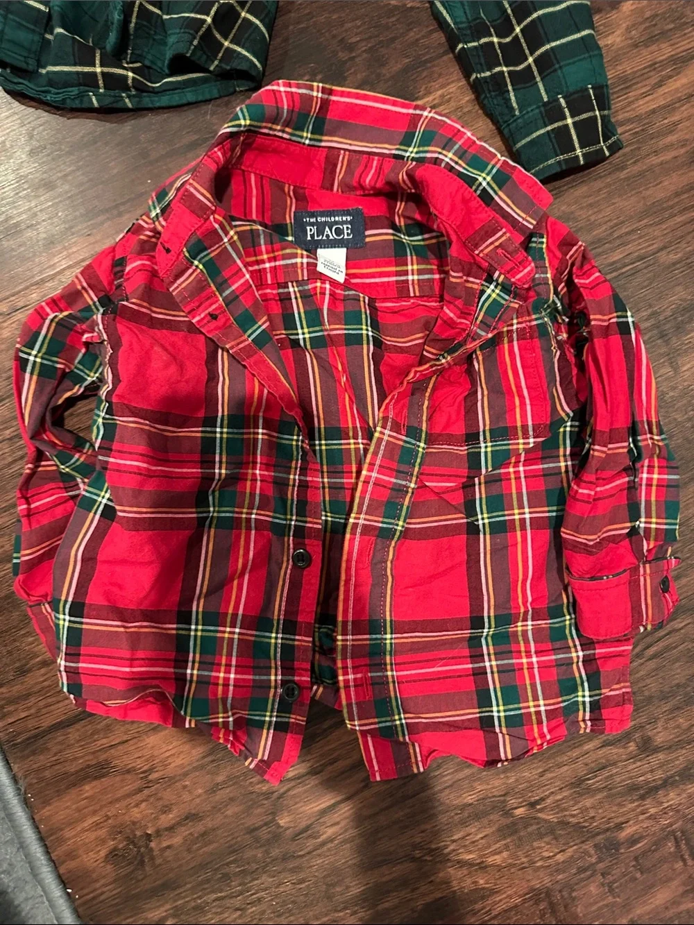 Two- Toddler Boy Holiday Plaid Button-Front Shirt Set - Red & Green